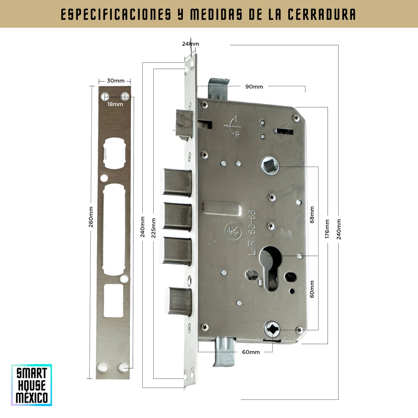 Cerradura Electrónica Wifi De Seguridad con Timbre y 5 Métodos de Apertura - Quantum (Gris)