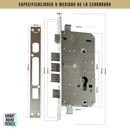 Cerradura Electrónica Wifi De Seguridad con Timbre y 6 Métodos de Apertura - Vortex