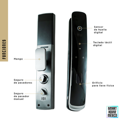 Cerradura Electrónica Wifi De Seguridad con Timbre y 5 Métodos de Apertura - Quantum (Gris)