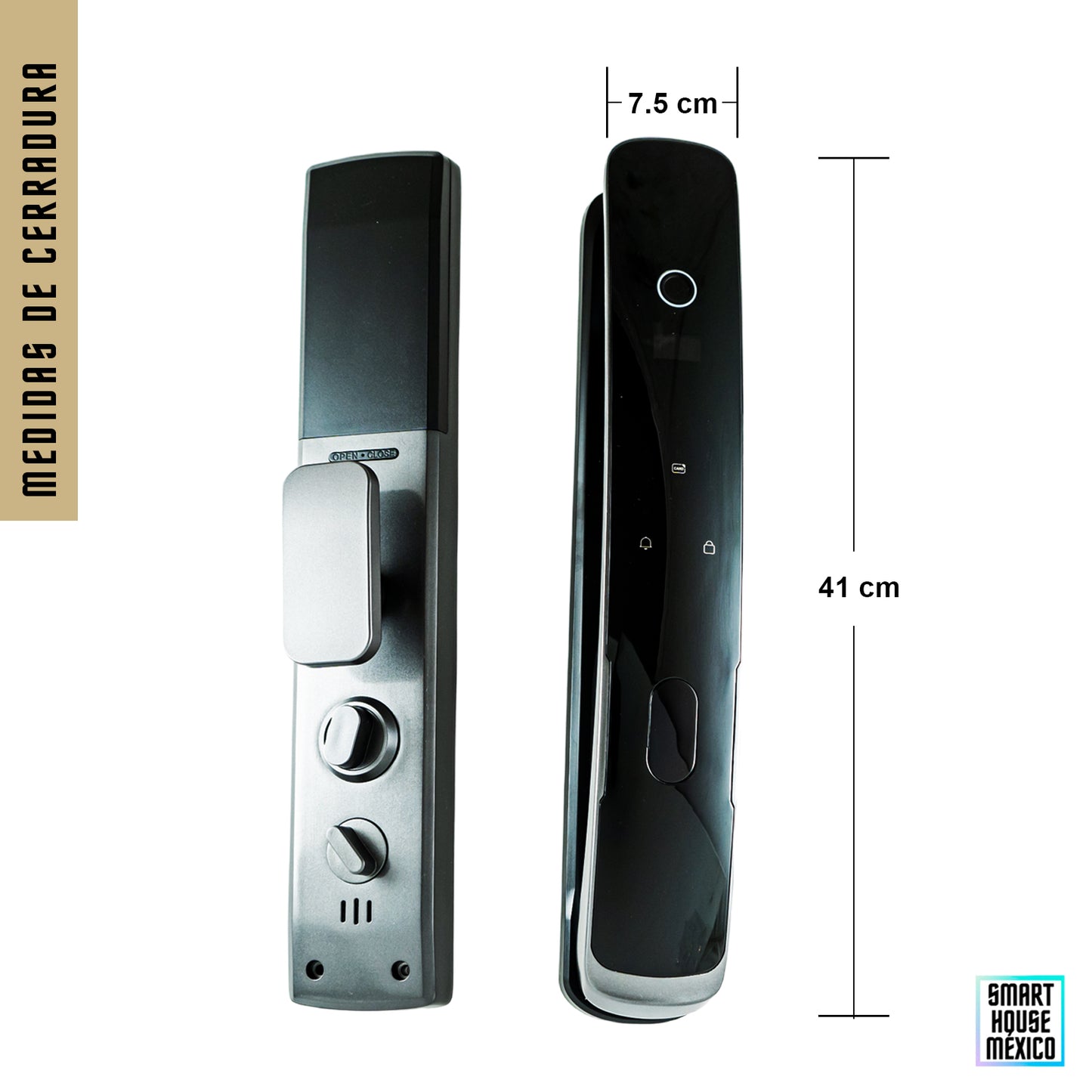 Cerradura Electrónica Wifi De Seguridad con Timbre y 5 Métodos de Apertura - Quantum (Gris)